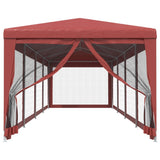 ZNTS Party Tent with 10 Mesh Sidewalls Red 3x12 m HDPE 319250