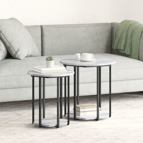 ZNTS Side Table 2 pcs Grey Sonoma Engineered Wood and Metal 869717