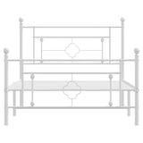 Metal Bed Frame without Mattress with Footboard White 107x203cm 374402