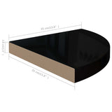 Floating Corner Shelves 4 pcs High Gloss Black 35x35x3.8 cm MDF 323912