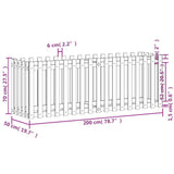 Garden Raised Bed with Fence Design 200x50x70 cm Solid Wood Pine 832512