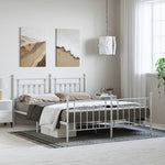 Metal Bed Frame without Mattress with Footboard White 183x213cm 353609