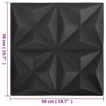 3D Wall Panels 24 pcs 50x50 cm Origami Black 6 m² 150917