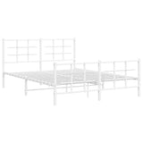 Metal Bed Frame without Mattress with Footboard White 150x200cm 355630