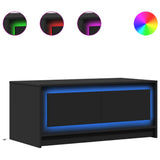 Coffee Table with LED Lights Black Engineered Wood 851985