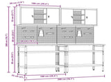 Work Bench Set 8 pcs Black and Grey Powder-Coated Steel 3321502