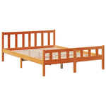ZNTS Bookcase Bed without Mattress Wax Brown 150x200 cm King Size Solid Wood Pine 3322191