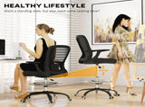 Draughtsman Chair, Mesh Drafting Chair, Ergonomic Office Chair with Flip-up Armrest, Adjustable Foot T3398P344745