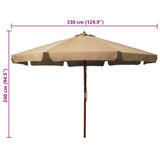 Garden Parasol with Wooden Pole 330 cm Taupe 47215
