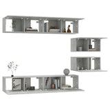 6 Piece TV Cabinet Set Concrete Grey Engineered Wood 3114601