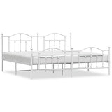 Metal Bed Frame without Mattress with Footboard White 193x203cm 353512