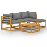 5 Piece Garden Lounge Set with Cushions Solid Wood Acacia 3098667