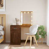 Dressing Table with LED Lights Brown Oak 90x42x132.5 cm 834977