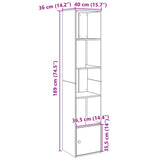 Bookcase Smoked Oak 40x36x189 cm Engineered Wood 848245
