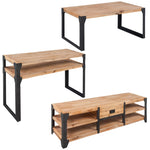 Three Piece Living Room Furniture Set Solid Acacia Wood 274708