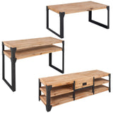 Three Piece Living Room Furniture Set Solid Acacia Wood 274708
