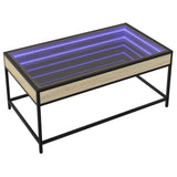 ZNTS Coffee Table with Infinity LED Sonoma Oak 90x50x41 cm 847688