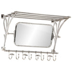 ZNTS Luggage Rack with Coat Hangers & Mirror Wall Mounted Aluminium 357830