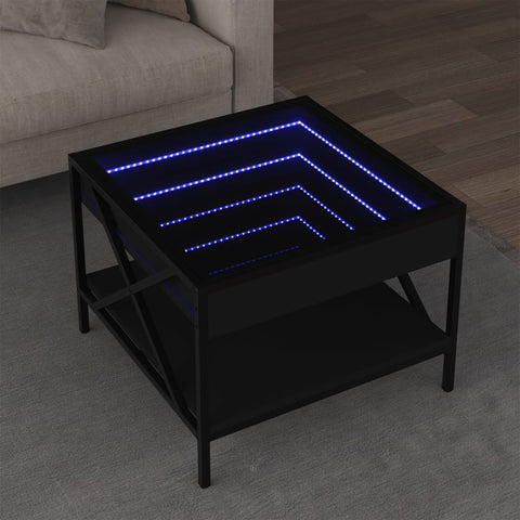 ZNTS Coffee Table with Infinity LED Black 50x50x38 cm 847697