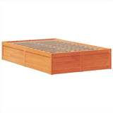 Bed Frame without Mattress Wax Brown 135x190 cm Double Solid Wood Pine 3323511