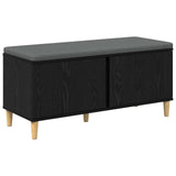 Hall Bench with Cushion with Storage Black Oak 100 x 38 x 46 cm 891537