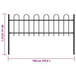 ZNTS Garden Fence with Hoop Top Steel 1.7 m Black 144928