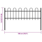 ZNTS Garden Fence with Hoop Top Steel 1.7 m Black 144928