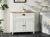 Bathroom Floor Cabinet, Freestanding Storage Cupboard with Drawer, Double Door Cabinet and T3398P344555