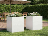 Garden Planter 2 pcs White 40 x 40 x 75 cm Cold-rolled Steel 8005375