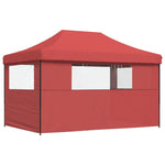 ZNTS Foldable Party Tent Pop-Up with 3 Sidewalls Burgundy 4004971