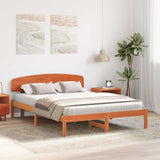 Bed Frame with Headboard Wax Brown 140 x 200 cm Solid Pine Wood 872064