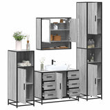 ZNTS 4 Piece Bathroom Furniture Set Grey Sonoma Engineered Wood 3301233