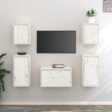 TV Cabinets 5 pcs White Solid Wood Pine 3100270