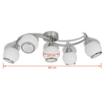 Ceiling Lamp with Glass Shades on Waving Rail for 5 E14 Bulb 240987