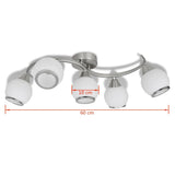 Ceiling Lamp with Glass Shades on Waving Rail for 5 E14 Bulb 240987
