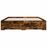 Bed Frame Smoked oak Engineered wood, Plywood Double Bed Frame 3280388