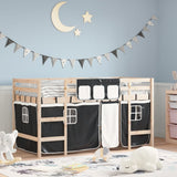 Kids' Loft Bed with Curtains without Mattress White&Black 80x200cm 3206955