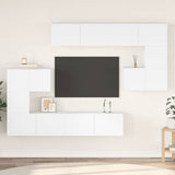 8 Piece TV Cabinet Set White Engineered Wood 3078723