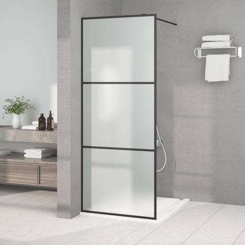 Walk-in Shower Wall Black 80x195 cm Frosted ESG Glass 152110