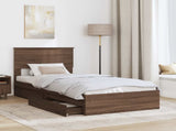 Storage Bed with Drawer Brown Oak 90 x 200 cm Engineered Wood 3408507