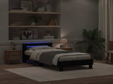Bed Frame with LED Black Oak 75 x 190 cm Engineered Wood 863817