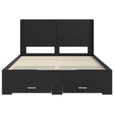 Bed Frame with Storage and Headboard Black 135 x 190 cm 3414118