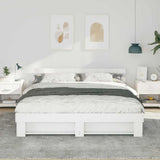 Bed Frame with Headboard White 200 x 200 cm Solid Pine Wood 3385671