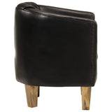 Tub Chair Black Real Leather 359639