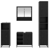 Bathroom Furniture Set 4 pcs Black Oak Engineered Wood 3402392