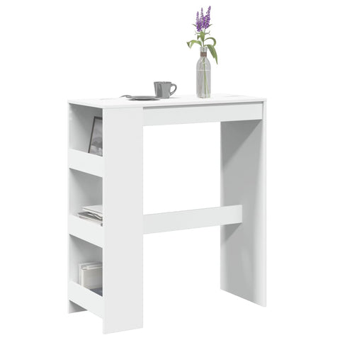 ZNTS Bar Table with Racks White 90x40x103.5 cm Engineered Wood 854373