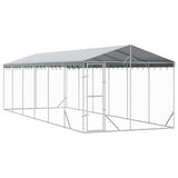 Outdoor Dog Kennel with Roof Silver 3x9x2.5 m Galvanised Steel 3190490