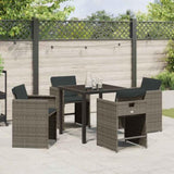 Garden Dining Set with Cushion 5 pcs Grey Poly Rattan 3379980