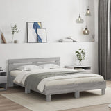 Bed Frame with LED without Mattress Grey Sonoma 140x190 cm 3207565