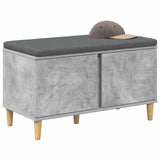 Hall Bench with Cushion with Door Concrete Grey 80 x 38 x 46 cm 891531